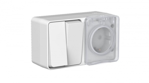 ATN543074 Блок ОП AtlasDesign PROFI IP54 (розетка 1-м 16А заземл. защ. шторки + 2-кл. выключатель 10А) сер. SE 