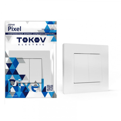 TKE-PX-V2F-C01 Выключатель 2-кл. СП Pixel 10А IP20 в сборе бел. TOKOV ELECTRIC 