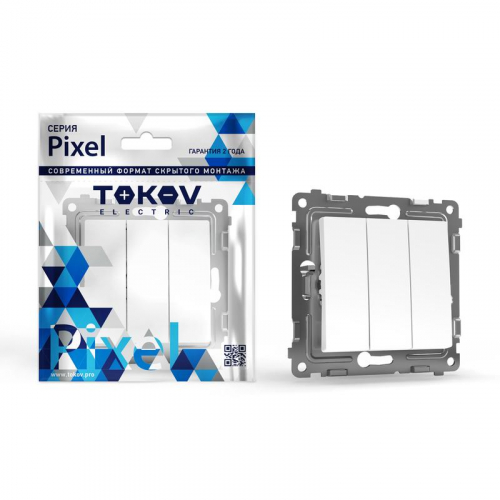 TKE-PX-V3-C01 Выключатель 3-кл. СП Pixel 10А IP20 механизм бел. TOKOV ELECTRIC 