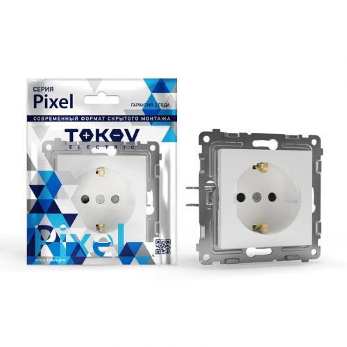 TKE-PX-R1Z-C01 Розетка 1-м СП Pixel 16А IP20 с заземл. механизм бел. TOKOV ELECTRIC 