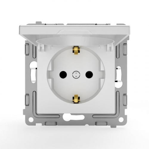 TKE-PX-R1ZSW1-C01 Розетка 1-м СП Pixel 16А IP20 с заземл. защ. шторки с крышкой механизм бел. TOKOV ELECTRIC  фото 2