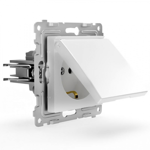 TKE-PX-R1ZSW1-C01 Розетка 1-м СП Pixel 16А IP20 с заземл. защ. шторки с крышкой механизм бел. TOKOV ELECTRIC  фото 3