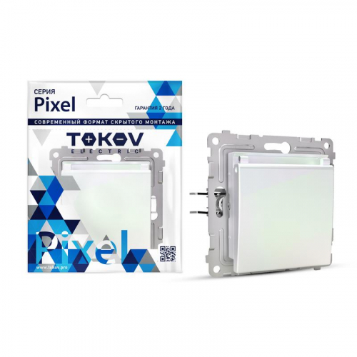 TKE-PX-R1ZSW1-C04 Розетка 1-м СП Pixel 16А IP20 с заземл. защ. шторки с крышкой механизм перламутр. TOKOV ELECTRIC 