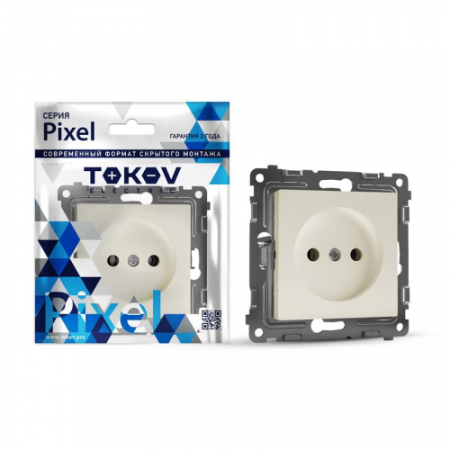 TKE-PX-R1SF-C02 Розетка 1-м СП Pixel 16А IP20 без заземл. защ. шторки механизм беж. TOKOV ELECTRIC 