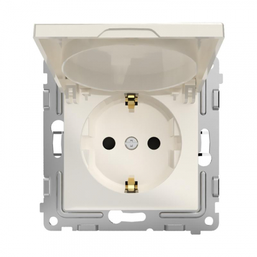 TKE-PX-R1ZSW1-C02 Розетка 1-м СП Pixel 16А IP20 с заземл. защ. шторки с крышкой механизм беж. TOKOV ELECTRIC  фото 2