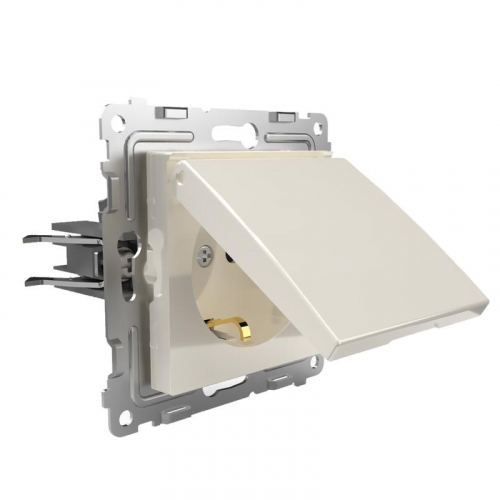 TKE-PX-R1ZSW1-C02 Розетка 1-м СП Pixel 16А IP20 с заземл. защ. шторки с крышкой механизм беж. TOKOV ELECTRIC  фото 3