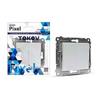 TKE-PX-P2-C04 Переключатель проходной 2-кл. СП Pixel 10А IP20 механизм перламутр. TOKOV ELECTRIC 