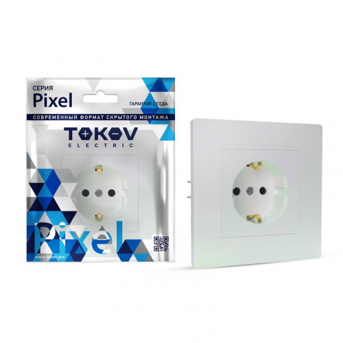 TKE-PX-R1FZSF-C04 Розетка 1-м СП Pixel 16А IP20 с заземл. защ. шторки в сборе перламутр. TOKOV ELECTRIC 