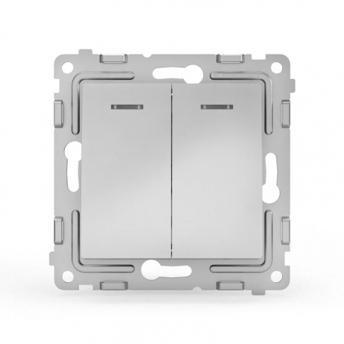 TKE-PX-V2I-C03 Выключатель 2-кл. СП Pixel 10А IP20 с индикатором механизм алюм. TOKOV ELECTRIC  фото 2