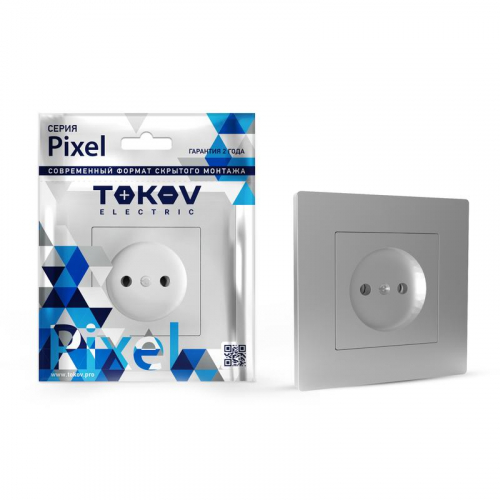 TKE-PX-R1F-C03 Розетка 1-м СП Pixel 16А IP20 без заземл. в сборе алюм. TOKOV ELECTRIC 