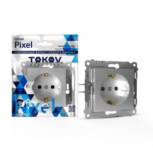 TKE-PX-R1Z-C03 Розетка 1-м СП Pixel 16А IP20 с заземл. механизм алюм. TOKOV ELECTRIC 