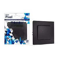 TKE-PX-V1F-C14 Выключатель 1-кл. СП Pixel 10А IP20 в сборе карбон TOKOV ELECTRIC 