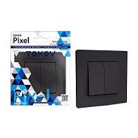 TKE-PX-V2F-C14 Выключатель 2-кл. СП Pixel 10А IP20 в сборе карбон TOKOV ELECTRIC 