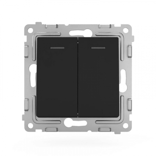 TKE-PX-V2I-C14 Выключатель 2-кл. СП Pixel 10А IP20 с индикатором механизм карбон TOKOV ELECTRIC  фото 2