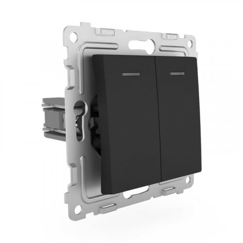 TKE-PX-V2I-C14 Выключатель 2-кл. СП Pixel 10А IP20 с индикатором механизм карбон TOKOV ELECTRIC  фото 3