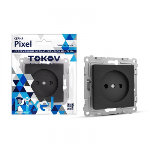 TKE-PX-R1SF-C14 Розетка 1-м СП Pixel 16А IP20 без заземл. защ. шторки механизм карбон TOKOV ELECTRIC 