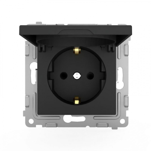 TKE-PX-R1ZSW1-C14 Розетка 1-м СП Pixel 16А IP20 с заземл. защ. шторки с крышкой механизм карбон TOKOV ELECTRIC  фото 2