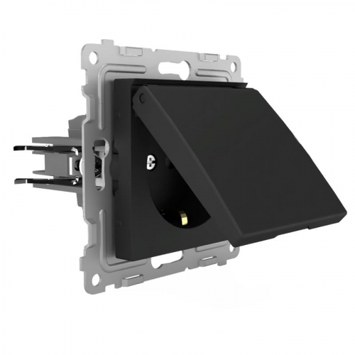 TKE-PX-R1ZSW1-C14 Розетка 1-м СП Pixel 16А IP20 с заземл. защ. шторки с крышкой механизм карбон TOKOV ELECTRIC  фото 3