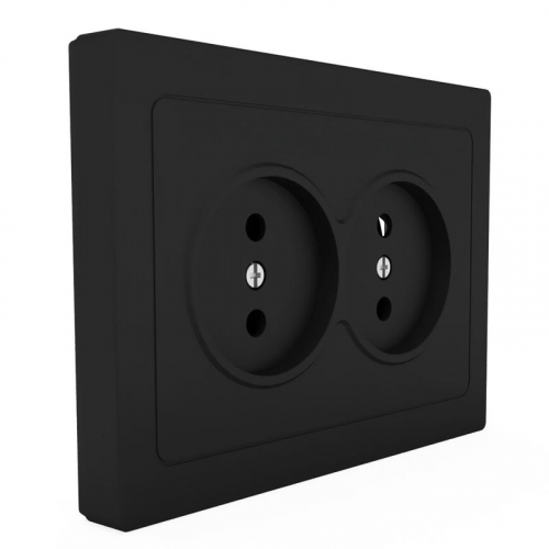 TKE-PX-R2F-C14 Розетка 2-м СП Pixel 16А IP20 без заземл. в сборе карбон TOKOV ELECTRIC  фото 3