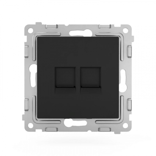 TKE-PX-RC2-C14 Розетка компьютерная 2-м СП Pixel RJ45 кат.5E механизм карбон TOKOV ELECTRIC  фото 2