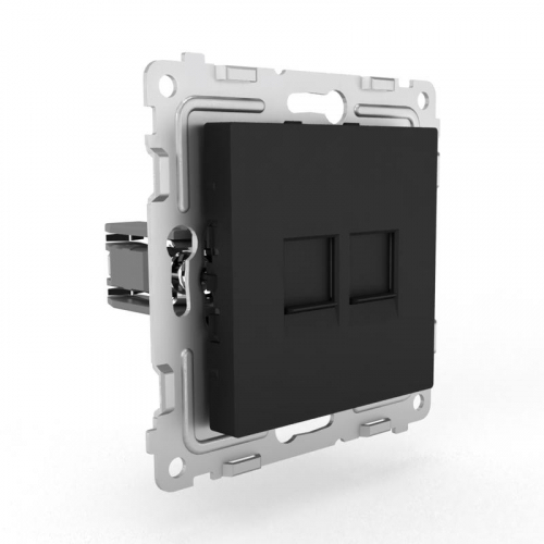 TKE-PX-RC2-C14 Розетка компьютерная 2-м СП Pixel RJ45 кат.5E механизм карбон TOKOV ELECTRIC  фото 3