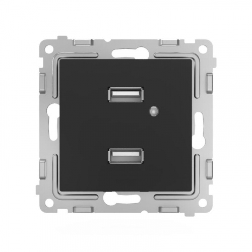 TKE-PX-2USB-C14 Розетка 2-м USB СП Pixel тип A+A 5В 1х2.1А 2х1.05А механизм карбон TOKOV ELECTRIC  фото 2