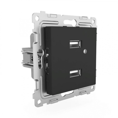 TKE-PX-2USB-C14 Розетка 2-м USB СП Pixel тип A+A 5В 1х2.1А 2х1.05А механизм карбон TOKOV ELECTRIC  фото 3