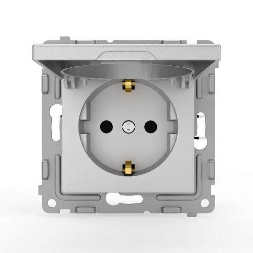 TKE-PX-R1ZSW1-C03 Розетка 1-м СП Pixel 16А IP20 с заземл. защ. шторки с крышкой механизм алюм. TOKOV ELECTRIC  фото 2