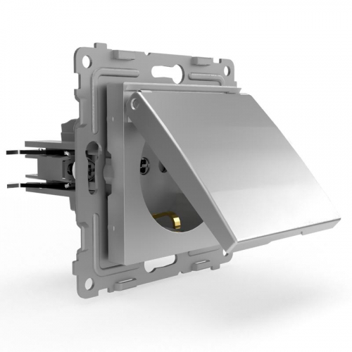 TKE-PX-R1ZSW1-C03 Розетка 1-м СП Pixel 16А IP20 с заземл. защ. шторки с крышкой механизм алюм. TOKOV ELECTRIC  фото 3