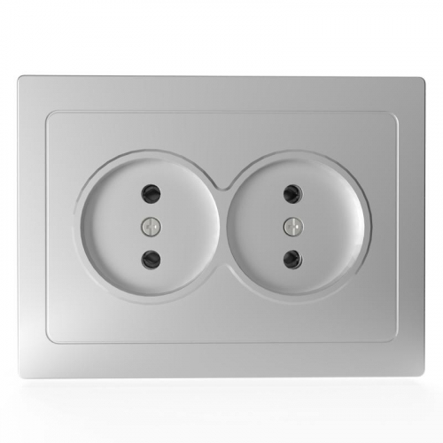 TKE-PX-R2F-C03 Розетка 2-м СП Pixel 16А IP20 без заземл. в сборе алюм. TOKOV ELECTRIC  фото 2