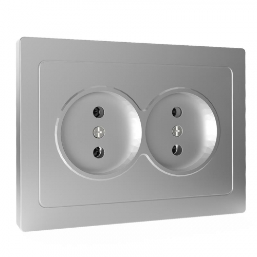 TKE-PX-R2F-C03 Розетка 2-м СП Pixel 16А IP20 без заземл. в сборе алюм. TOKOV ELECTRIC  фото 3