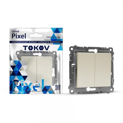 TKE-PX-V2-C02 Выключатель 2-кл. СП Pixel 10А IP20 механизм беж. TOKOV ELECTRIC 