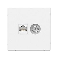GAL000189 Розетка компьютерная + телевизионная 2-м СП ArtGallery RJ45 кат.5E + TV механизм бел. SE 