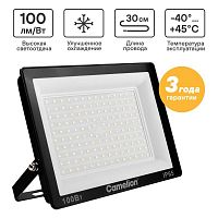 16333 Прожектор светодиодный LFL-10004 C02 LED SMD 100Вт IP65 6500К 10000лм 230В 245х233.5Х31 черн. Camelion 