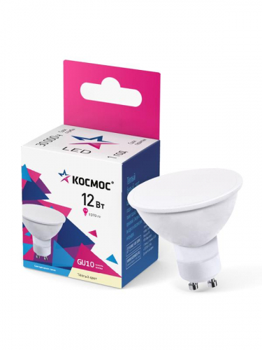 LkecLED12wGU10C30 Лампа светодиодная GU10 12Вт 174-265В 3000К КОСМОС 