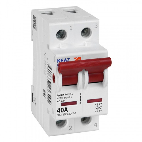 328163 Выключатель нагрузки модульный 2п 40А OptiDin BM63PL-240-УХЛ3 (ВМ63PL) КЭАЗ 