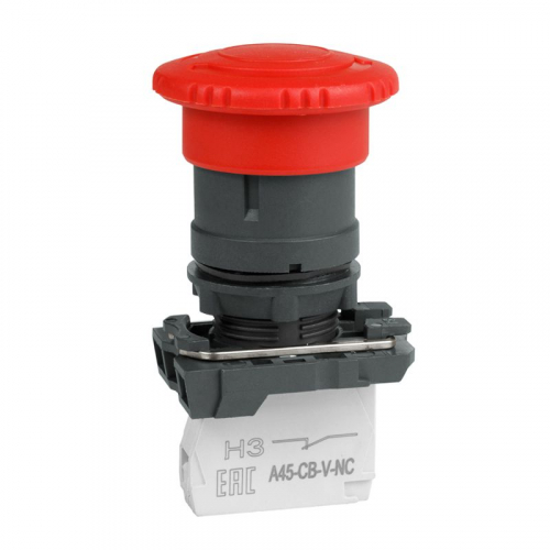 332193 Кнопка аварийного останова OptiSignal D22 C5-ESTR-11 пластик 1НО+1НЗ возврат поворотом XB5AS8445 КЭАЗ 