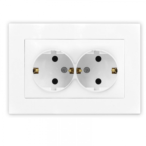 A0128 Розетка 2-м СП Афина 16А IP20 с заземл. в сборе бел. Universal 