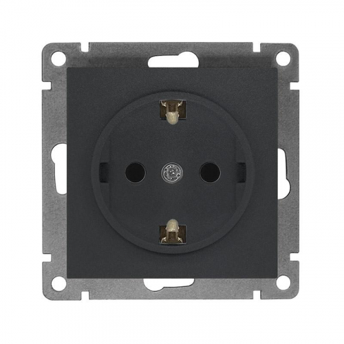 A0028-Gr Розетка 1-м СП Афина 16А IP20 с заземл. механизм графит Universal 