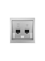 704-7488-144 Розетка компьютерная + телефонная СП ZIMA IP20 с модулем кат.6 механизм сер. матов. LEZARD 