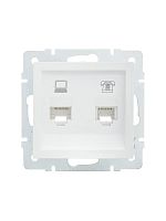 742-0288-143 Розетка компьютерная + телефонная 1-м СП Vesna механизм бел. LEZARD 