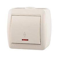 710-0200-114 Переключатель проходной 1-кл. ОП Nata 10А с подсветкой бел. LEZARD 