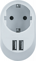 61454 Адаптер 1-м 61 454 NAD-USB01-1E-C-WH + 2хUSB 3.4А с заземл. Navigator 