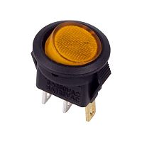 36-2532 Выключатель клавишный круглый 250В 3А (3с) ON-OFF желт. с подсветкой Micro (RWB-106 SC-214) Rexant 