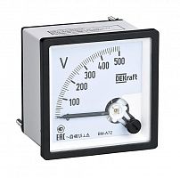 50244DEK Вольтметр аналоговый шкала 600В AC класс точн. 1.5 72х72мм DEKraft 