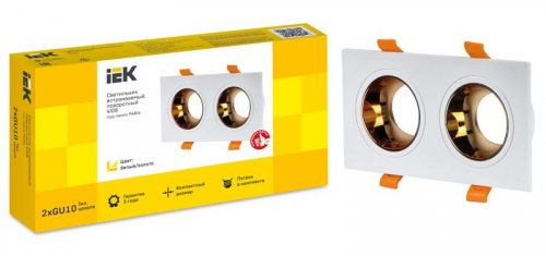 LT-UVB0-4108-GU10-2-K22 Светильник 4108 встраиваемый поворотный 2хGU10 бел./зол. пласт. IEK  фото 2