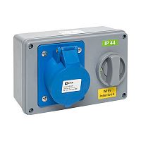 ps-1423-32-220 Розетка 1423 2Р+РЕ 32А 220В IP44 с блокировкой и выкл. EKF 