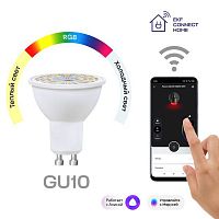 Лампа Умная Connect 5Вт грибовидная прозрачная RGBW GU10 220-240В WIFI EKF slwf-gu10-rgbw