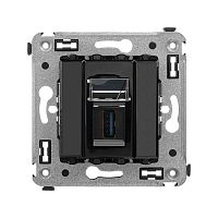 4402303 Розетка USB 3.0 1-м СП Avanti "Черный квадрат" тип А-А DKC 