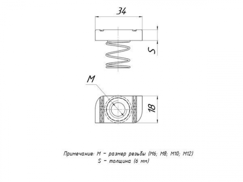 stgkpM10 Гайка STRUT (канальная) М10 с короткой пружиной EKF  фото 2